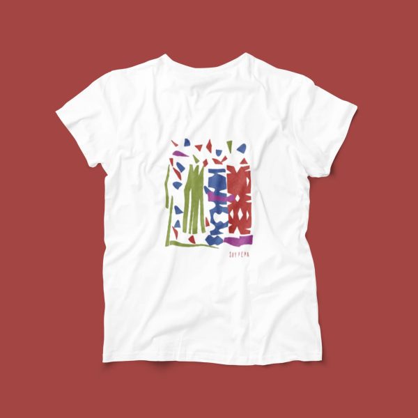 camiseta con un dibujo abstracto de los reyes magos